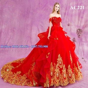 Áo cưới đỏ cao cấp AC221